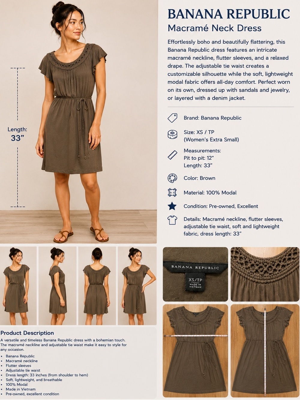 Olive Macrame Neck Dress